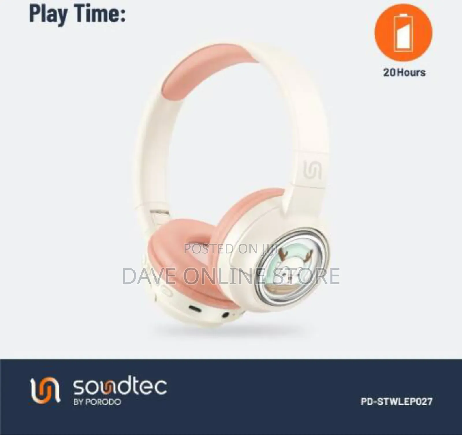 Porodo Soundtec Moose Wireless Kids Headphone. (Pink)
