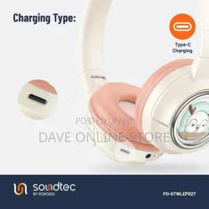Porodo Soundtec Moose Wireless Kids Headphone. (Pink)