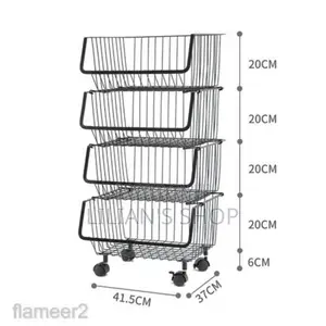 Metallic Pantry Storage Bin Rack Organizer Trolley