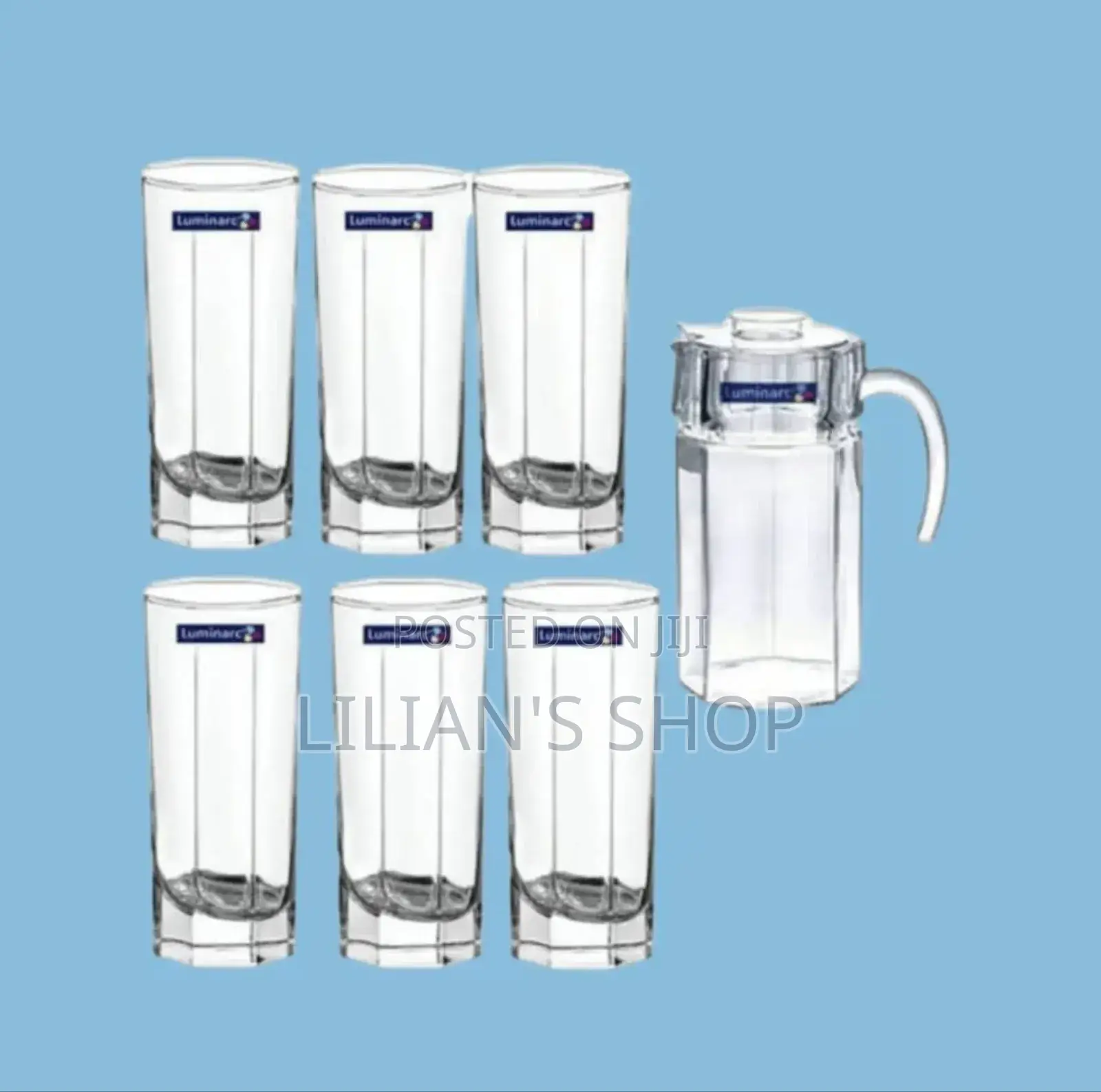 Luminarc 6 Pieces of Juice Glasses Cups and 1 Jar Water Set