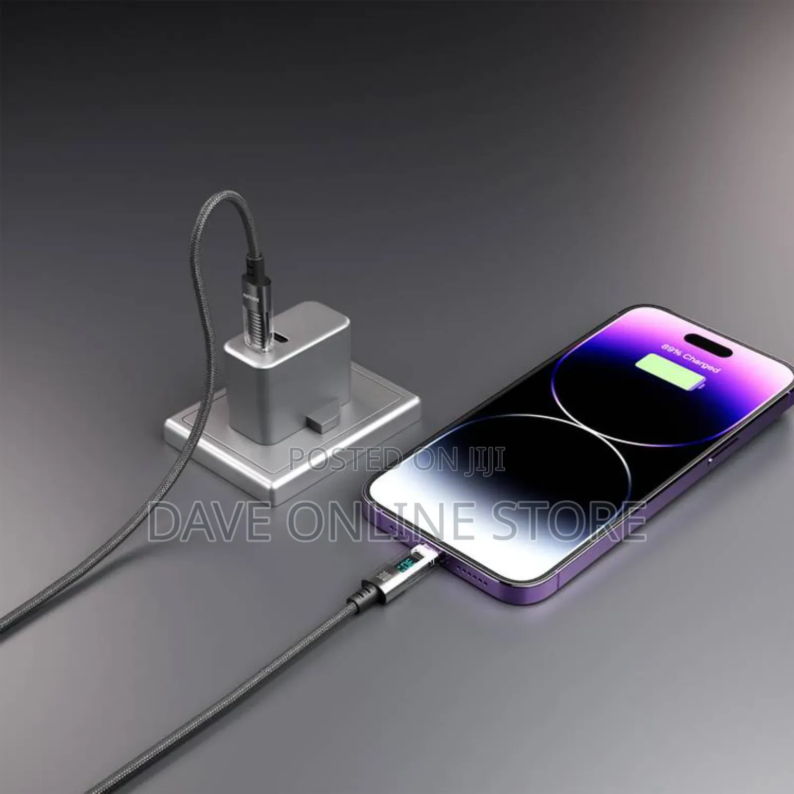 Porodo Transparent Braided Usb-C to Lightning Cable - Black