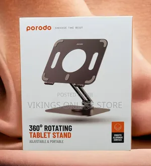 Porodo 360 Degree Rotating Tablet Stand Adjustable . Gray