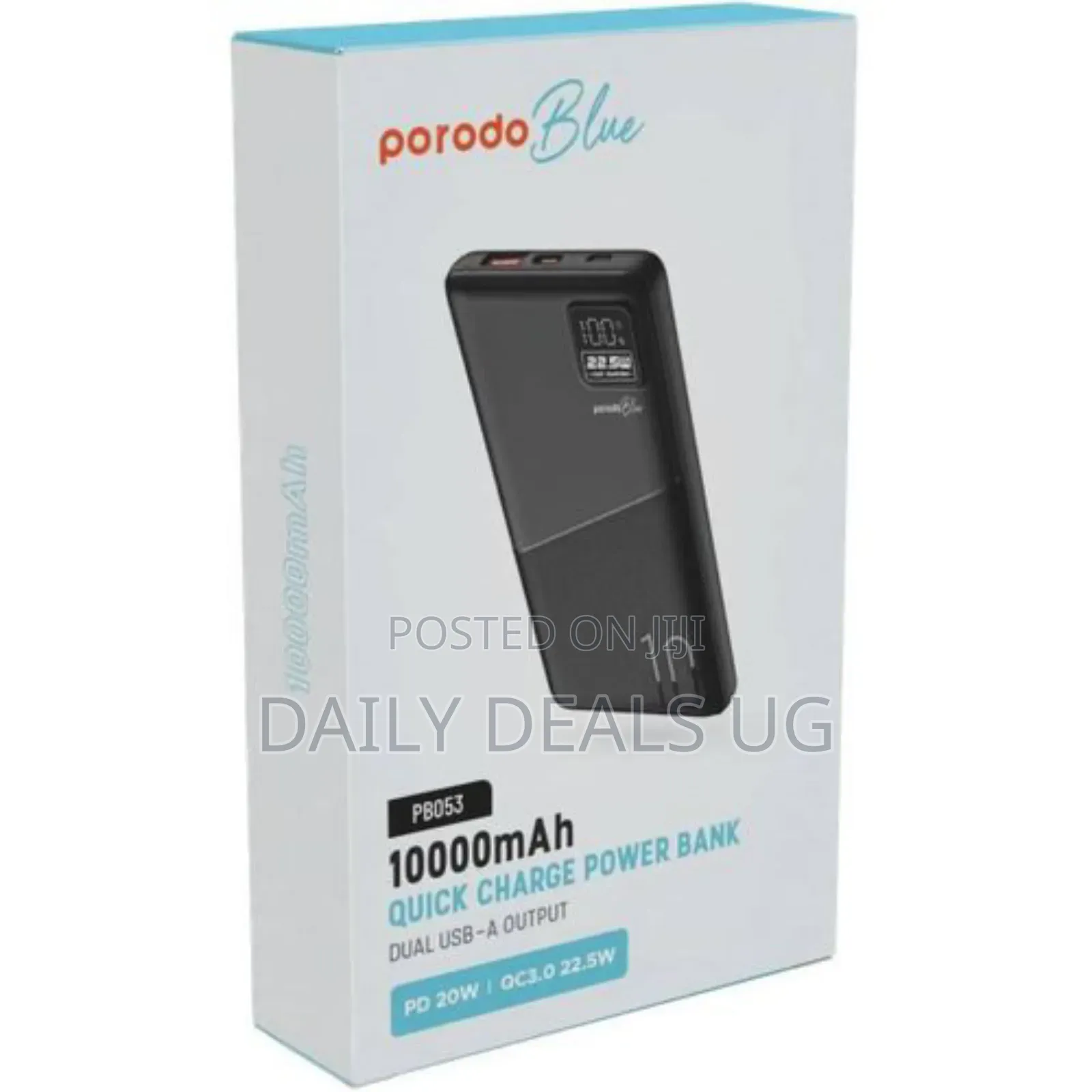 Porodo 10000mah/22.5w Quick Charge Power Bank Dual Usa Black