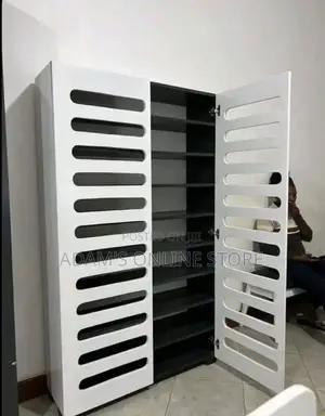 Shoe Rack White and Black Inside the Shelves