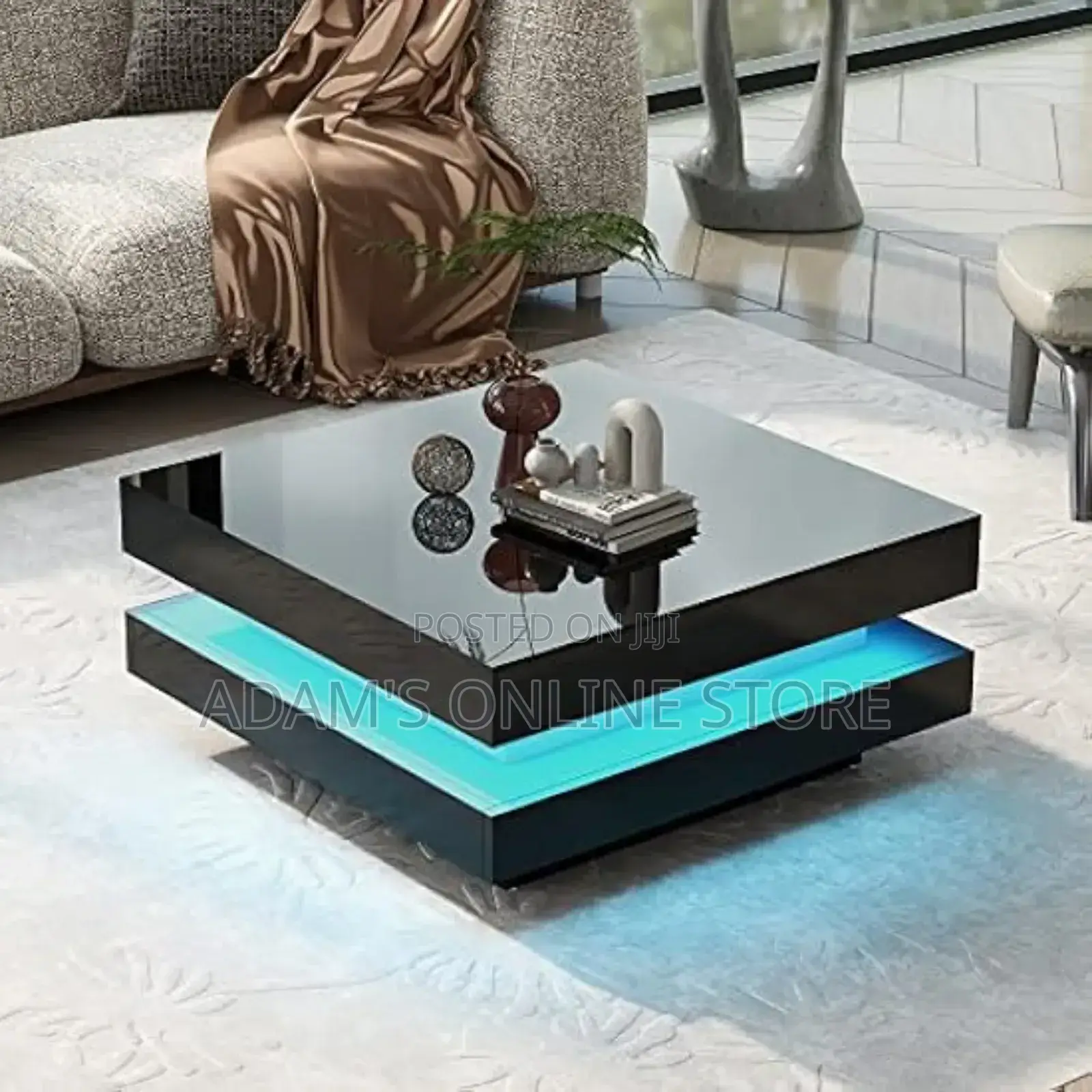 Black Led Lights Certer Table Square