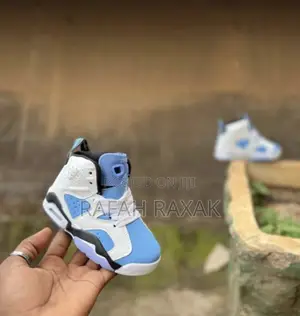 Photo - Original Kid’S White/Blue Air Jordan 6 Retro Kid’S Sneakers
