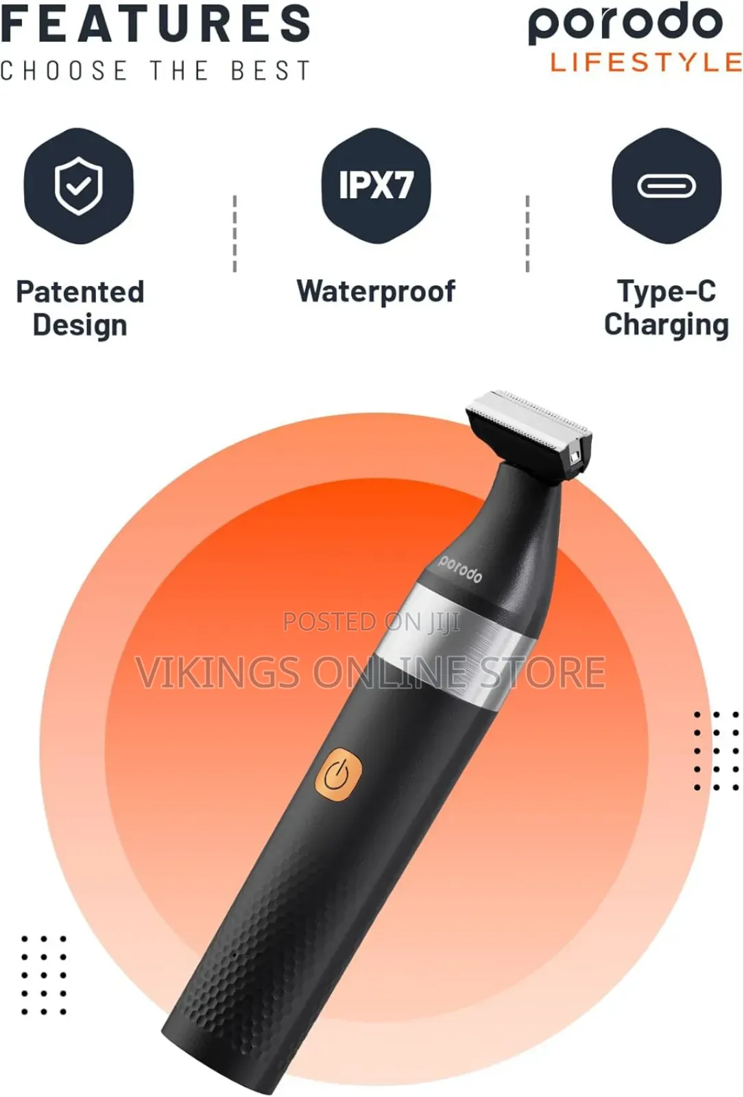 Porodo Lifestyle Rechargeable Dual- Blade Trimmer 600mah