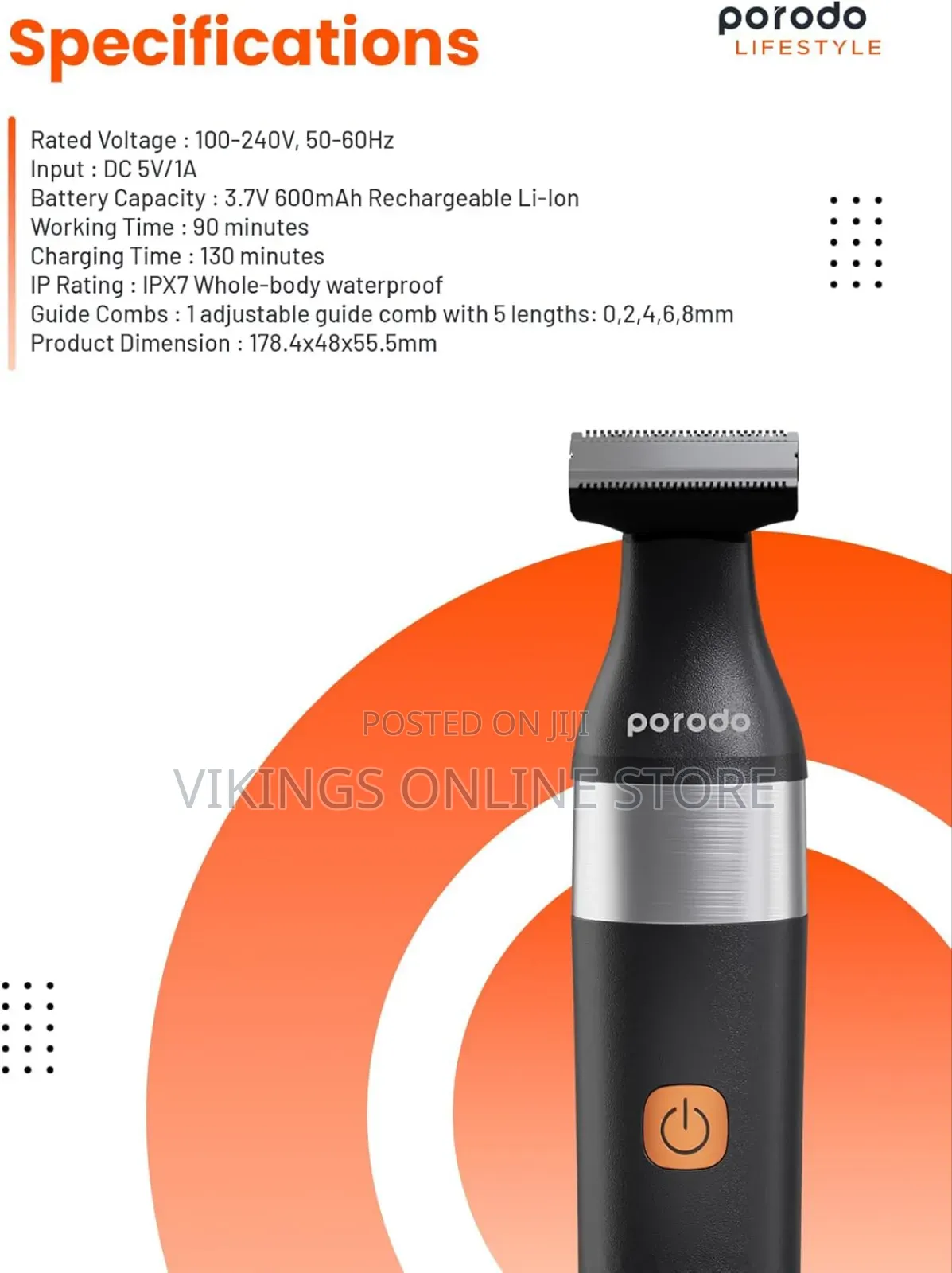 Porodo Lifestyle Rechargeable Dual- Blade Trimmer 600mah
