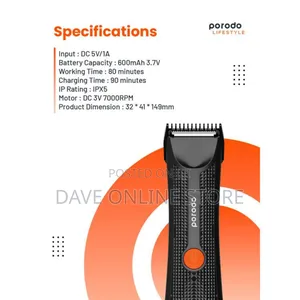 Porodo Lifestyle Sensitive Parts Hair Trimmer, - Black