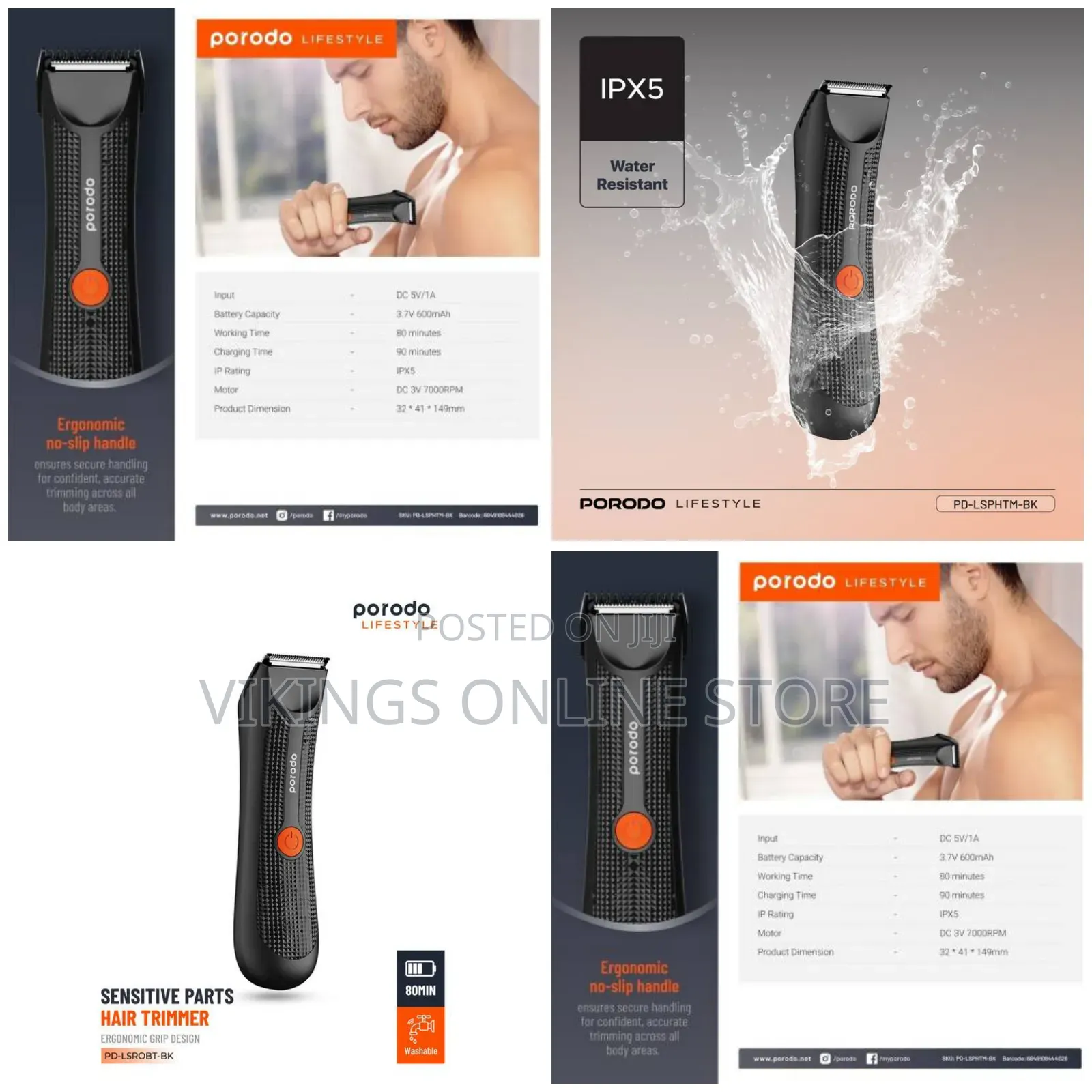 Porodo Lifestyle Sensitive Parts Hair Trimmer Er- Black