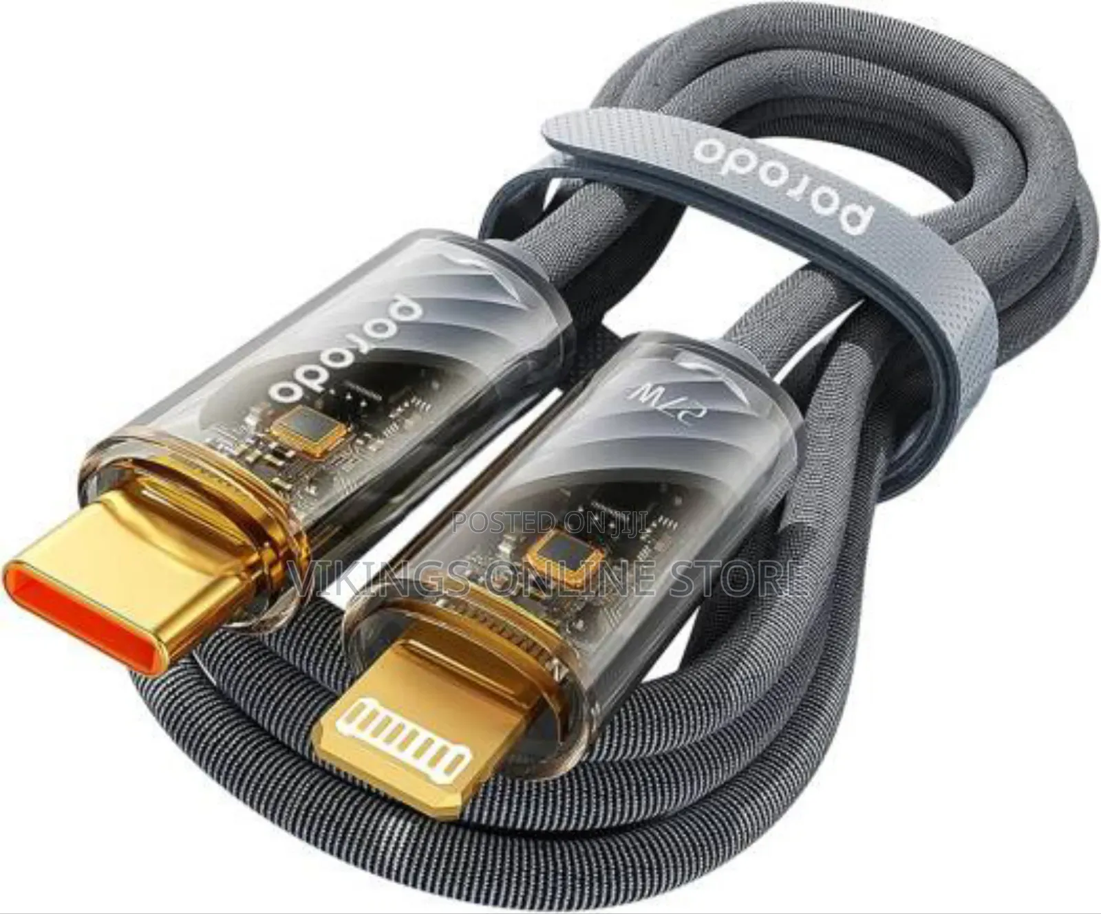 Porodo Usb-C to Lighting Transparent Cable 1m 20w Pd (Grey)