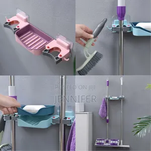 Mop Holder Brush Storage Rack Soap Dish Box