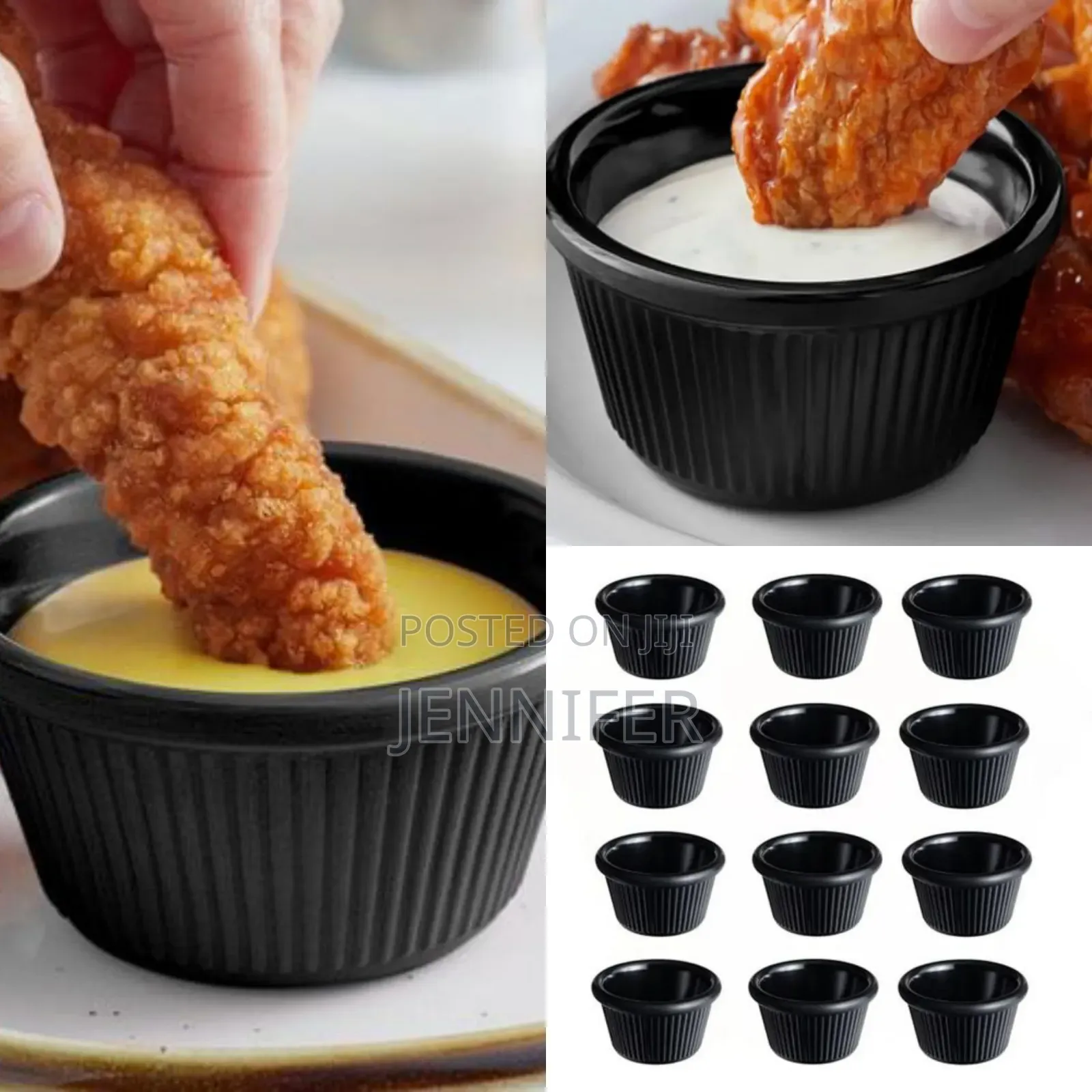 12 Pieces of Black Mini Ramekins Condiment Saucers Melamine