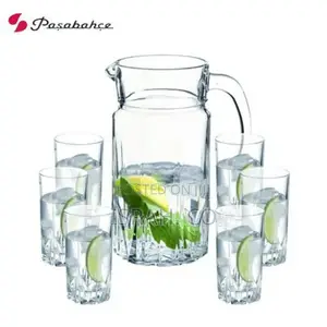 7 Piece Pitcher Water Set,1jug and 6juice Glasses Drinkware