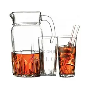 7 Piece Pitcher Water Set,1jug and 6juice Glasses Drinkware