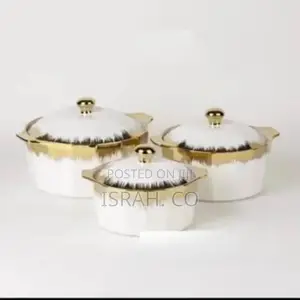 3piecesof Golden Rimceramic Servingbowl Dishespots With Lids