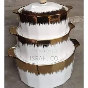 3piecesof Golden Rimceramic Servingbowl Dishespots With Lids