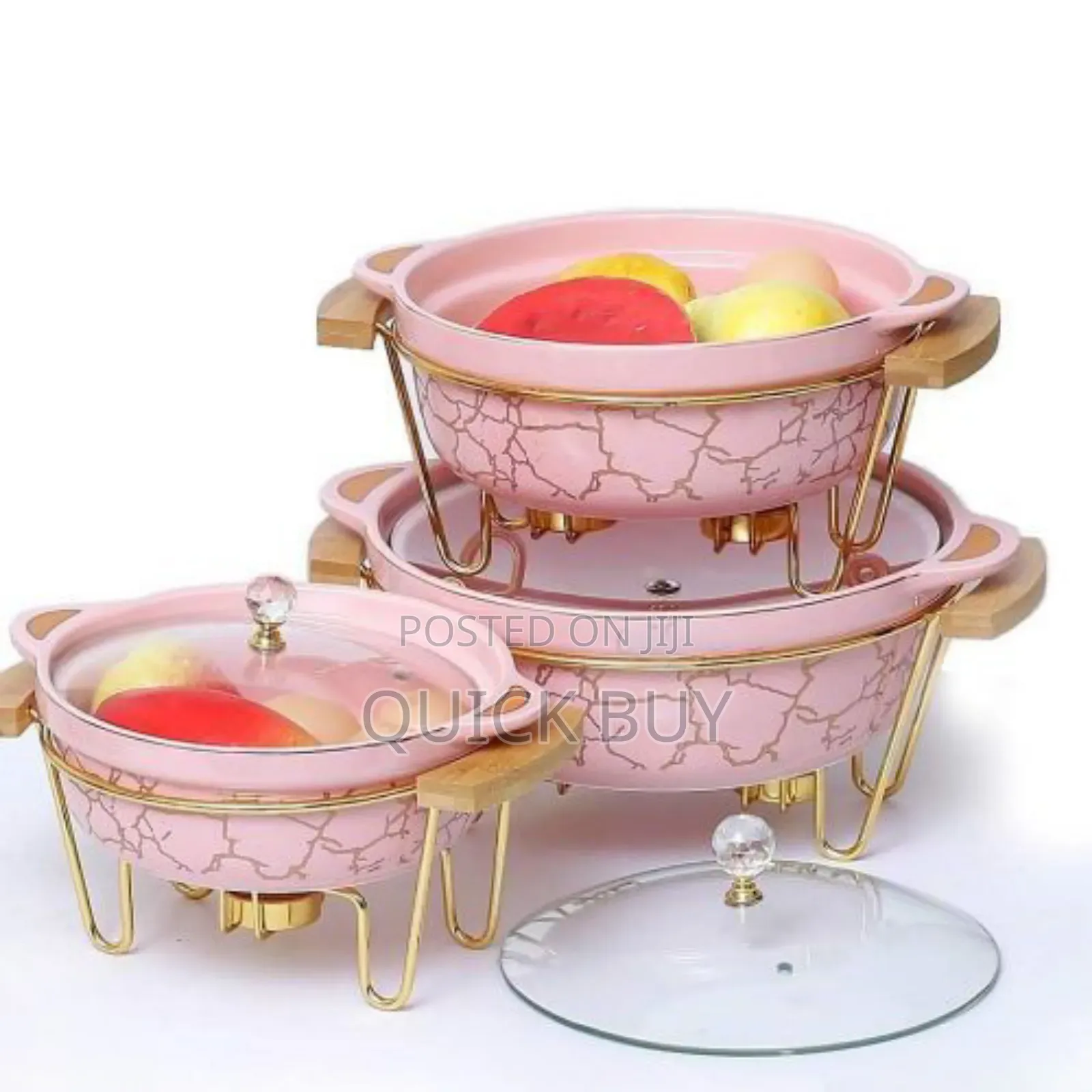 3pcs Ceramic Chafing Casserole Dish