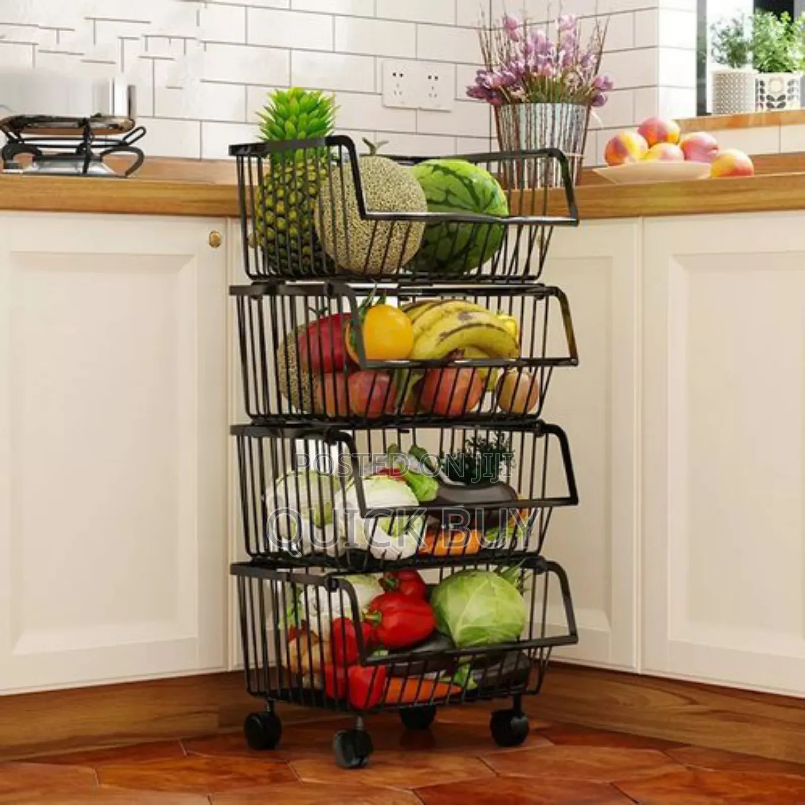 Metallic Pantry Storage Trolley Rack