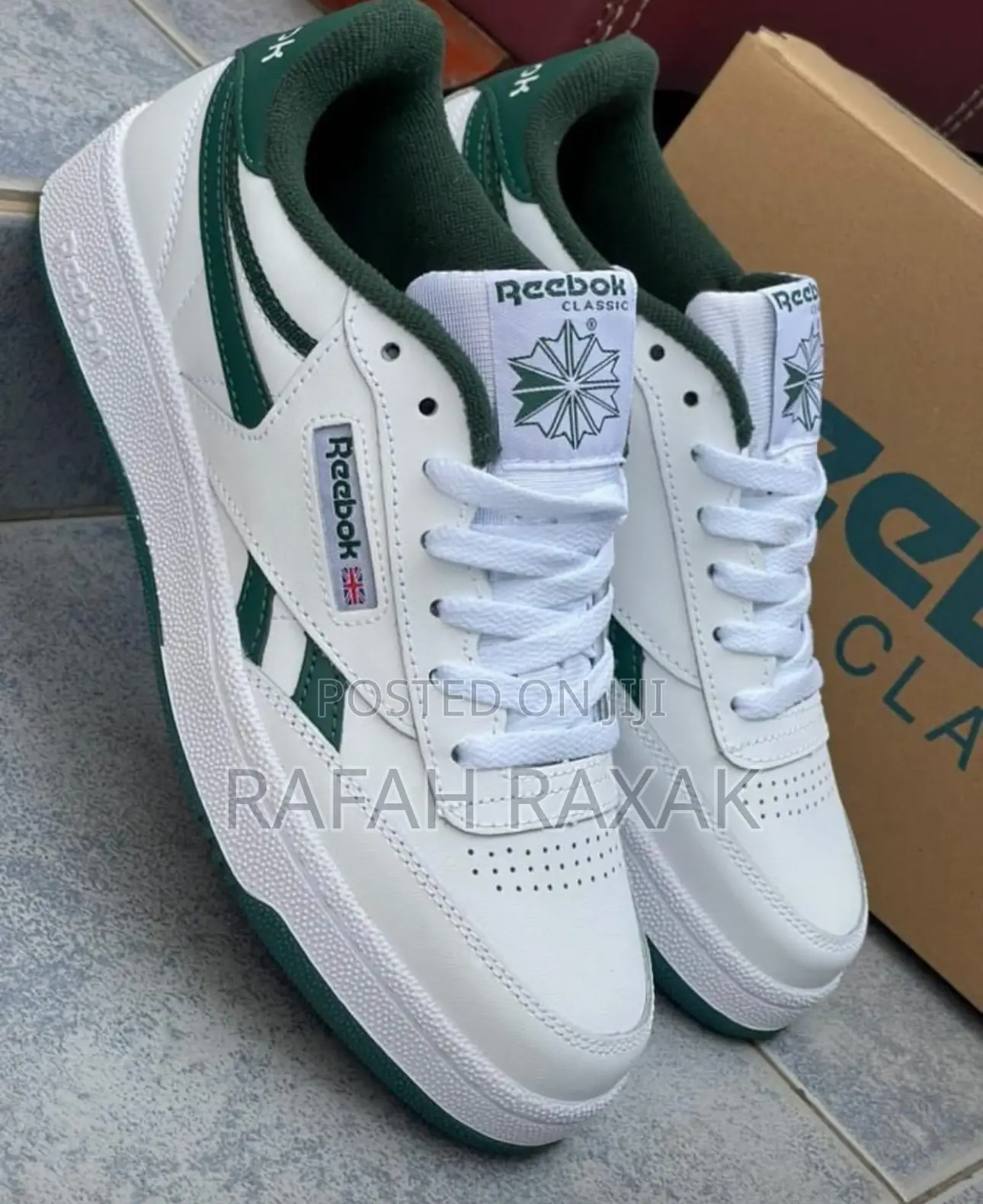 Original White/Green Reebok Classic C Revenge Sneakers