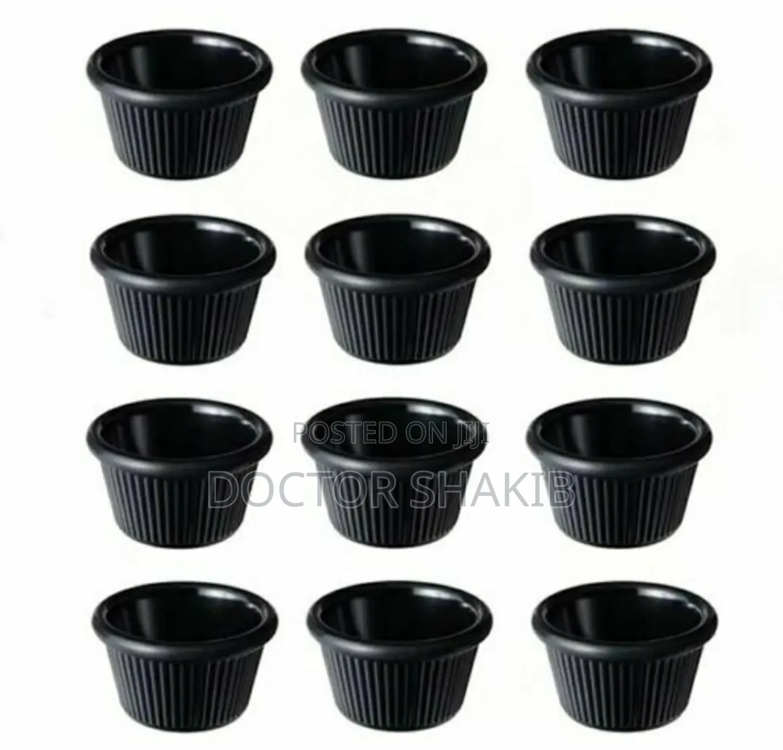 New 12 Pieces of Black Mini Remekins Condiments Saucers