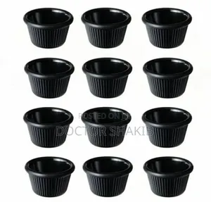 New 12 Pieces of Black Mini Remekins Condiments Saucers