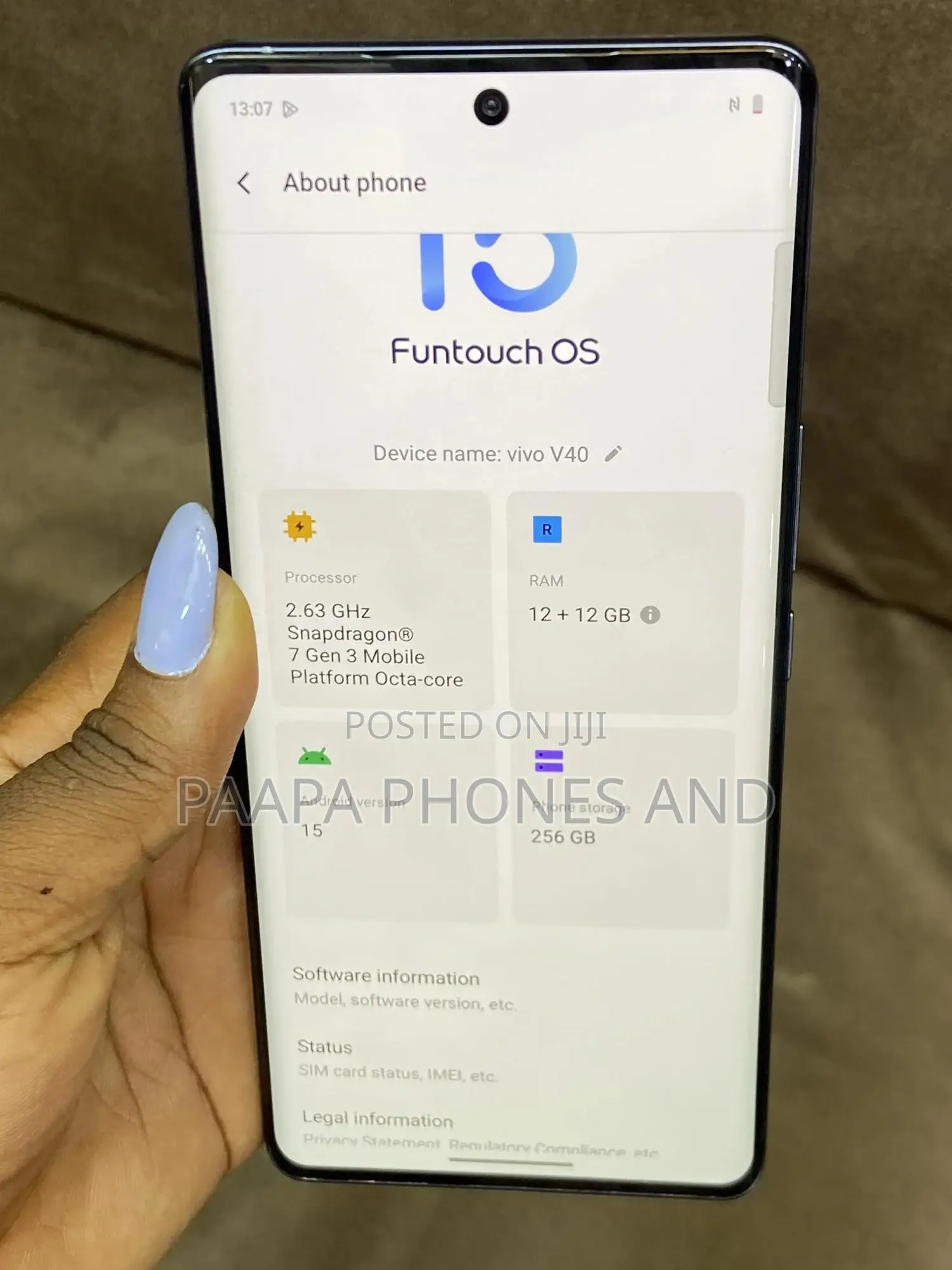 Vivo V40 5G 256 GB Blue