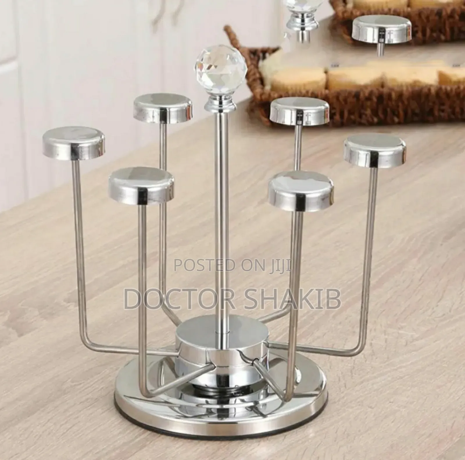 Luxurious Rotating Stainless Steel Glasses Holder Rack - 6pc