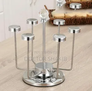 Luxurious Rotating Stainless Steel Glasses Holder Rack - 6pc