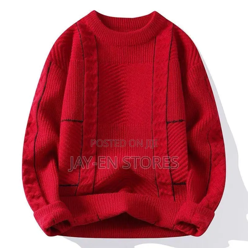 Red With Black Lined Design Sweater