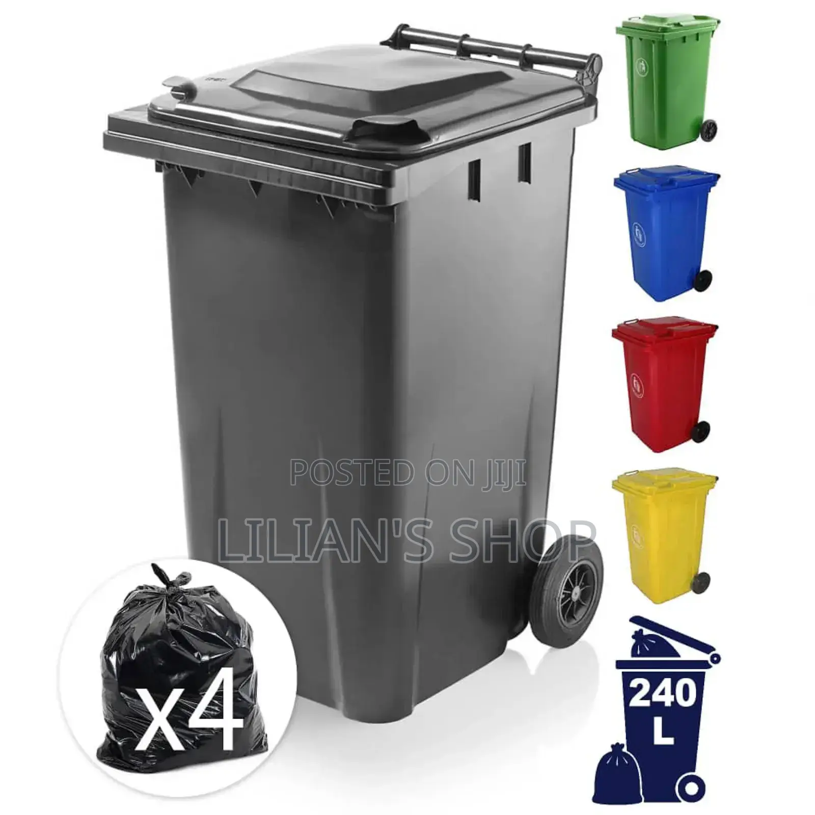 240l Plastic Outdoor Waste Bin With Wheels