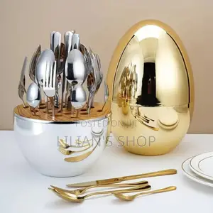 24pcs Golden/Silver Egg-Shaped Cutlery Holder