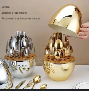 24pcs Golden/Silver Egg-Shaped Cutlery Holder