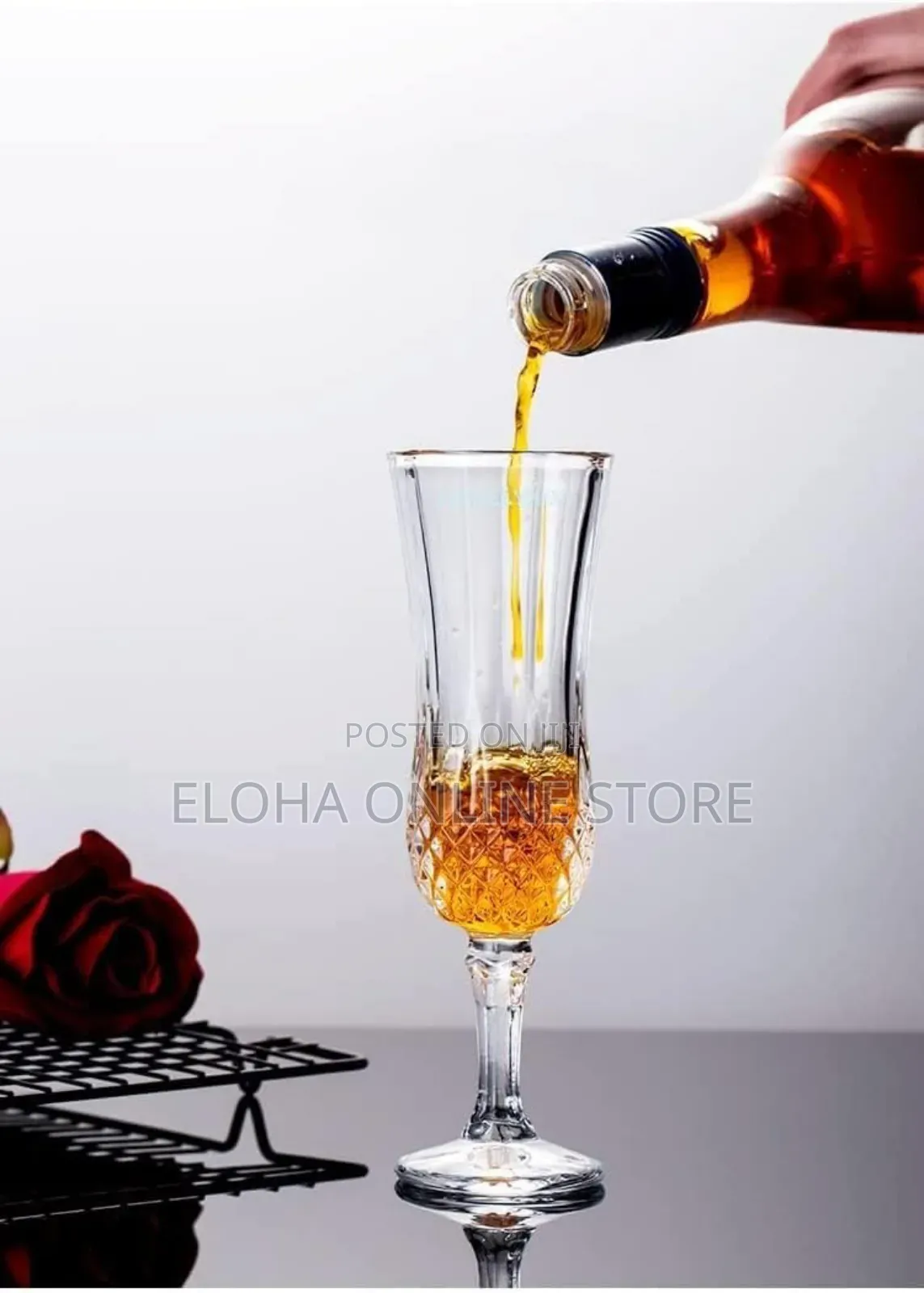 6pcs Crystal Clear Diamond Cut Champagne/Wine Glasses
