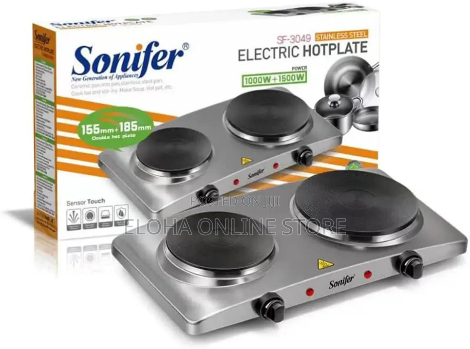Sonifer Sf-3049 1000w/1500w Double Burner Electric Hotplate