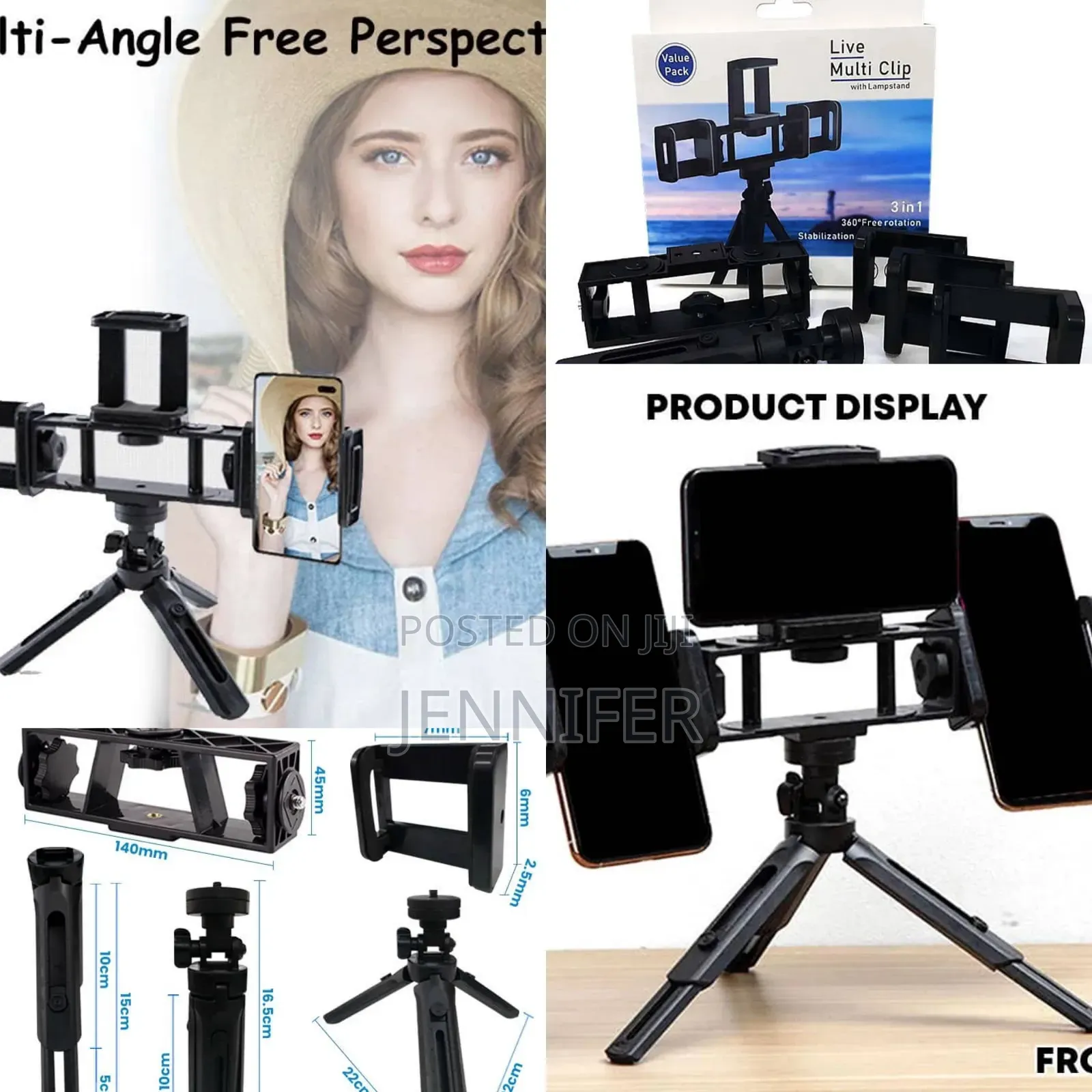 3 in 1 Tripod Adjustable Photography With 3 Phone Holder