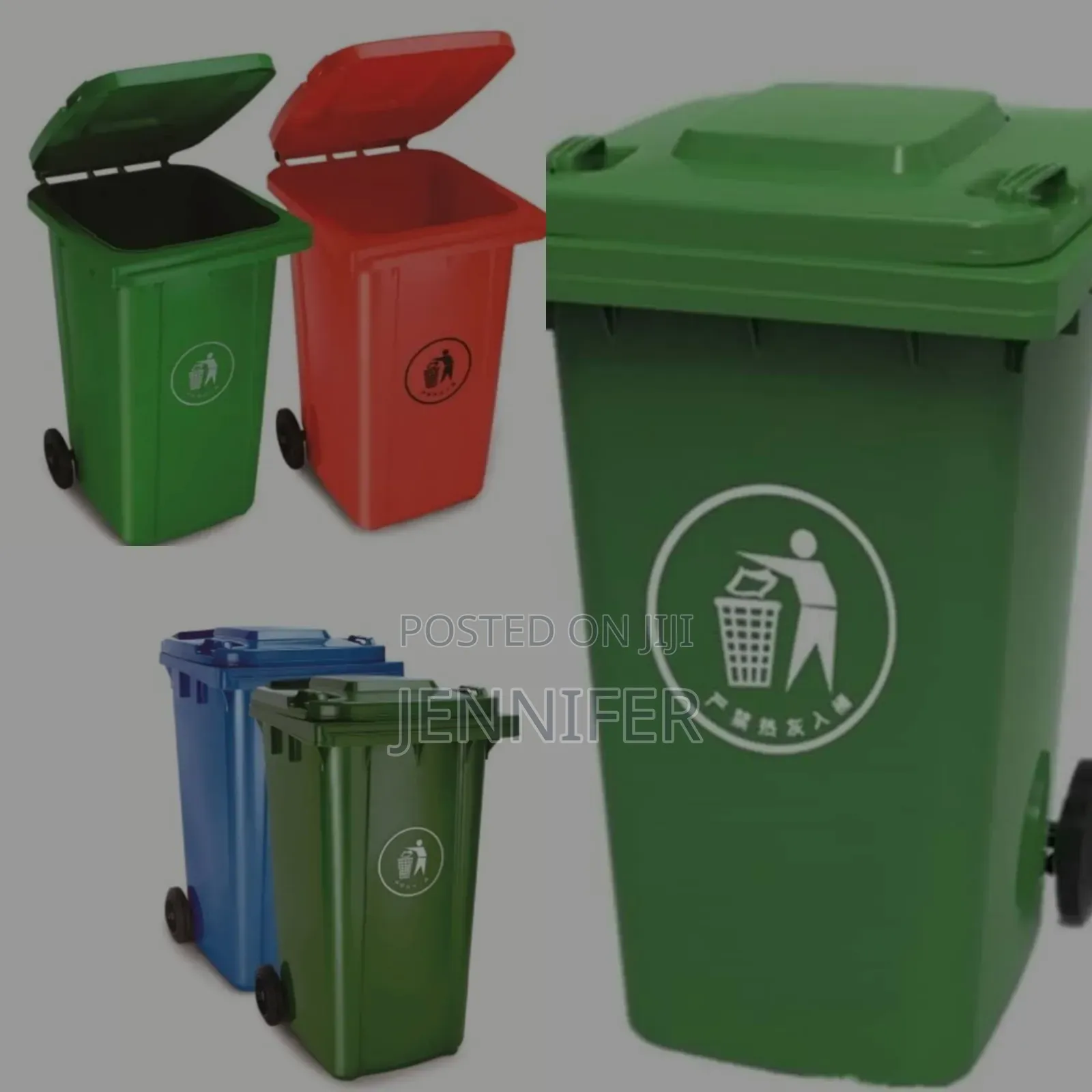 120l Plastic Heavy Duty Outdoor Waste Bin With Wheels