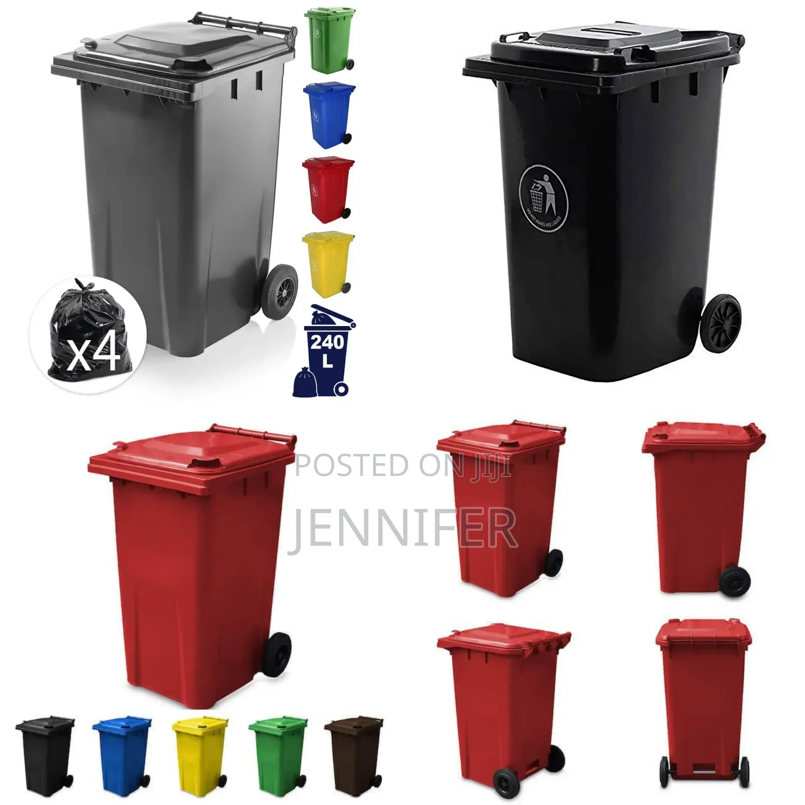 240l Plastic Outdoor Waste Bin With Wheels