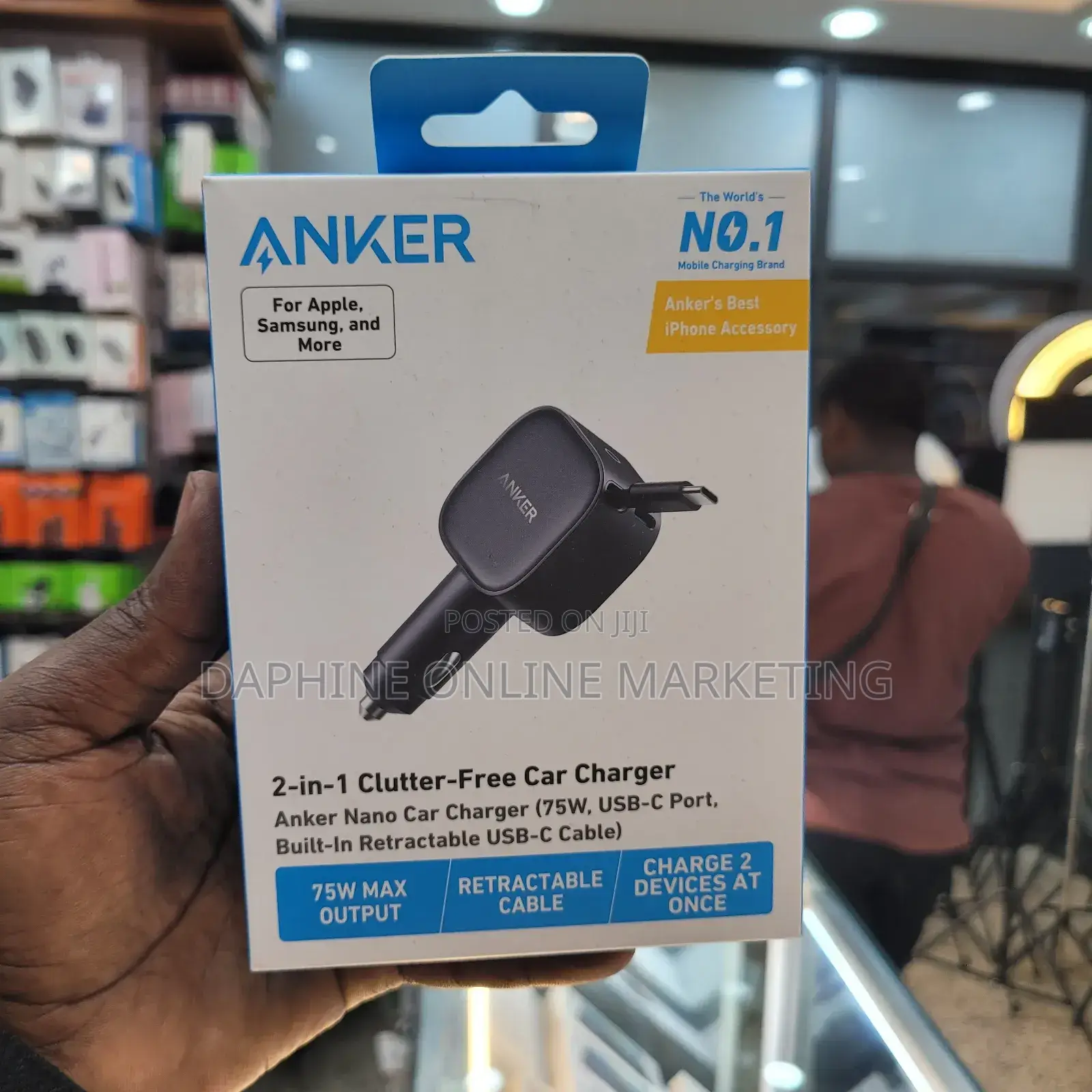 75w Anker 2 in 1 Clutter Free Car Charger