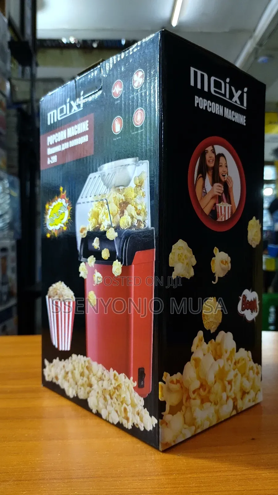 Meixi Electric Popcorn Maker - Red, Oil-Free, Quick Easy
