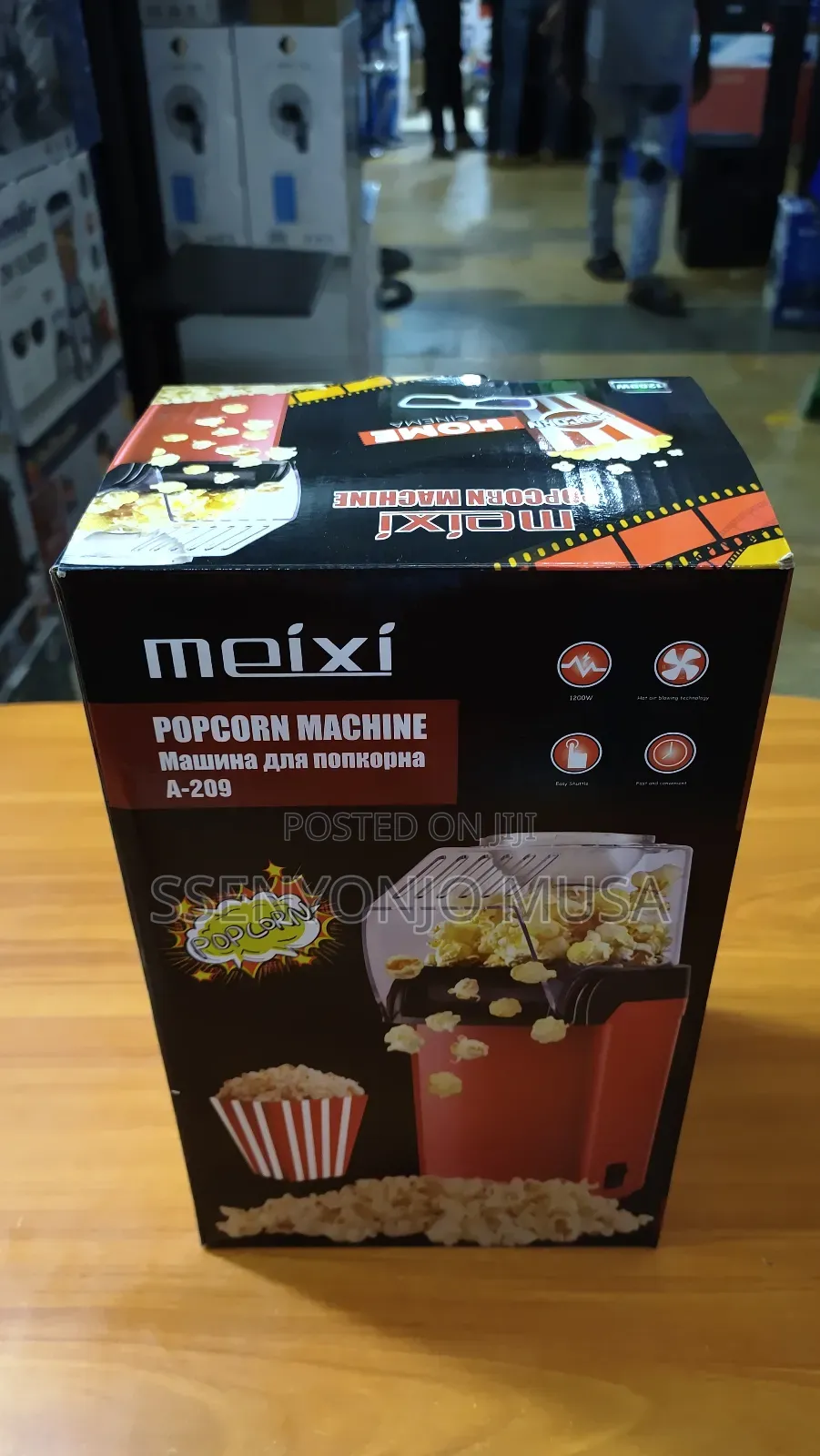 Meixi Electric Popcorn Maker - Red, Oil-Free, Quick Easy