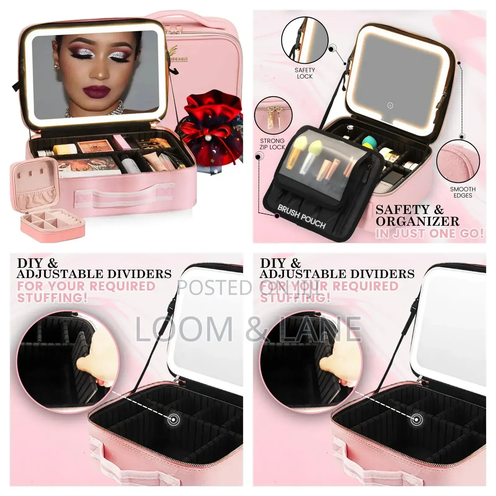 Travel Makeup Organiser Bag With Mirror