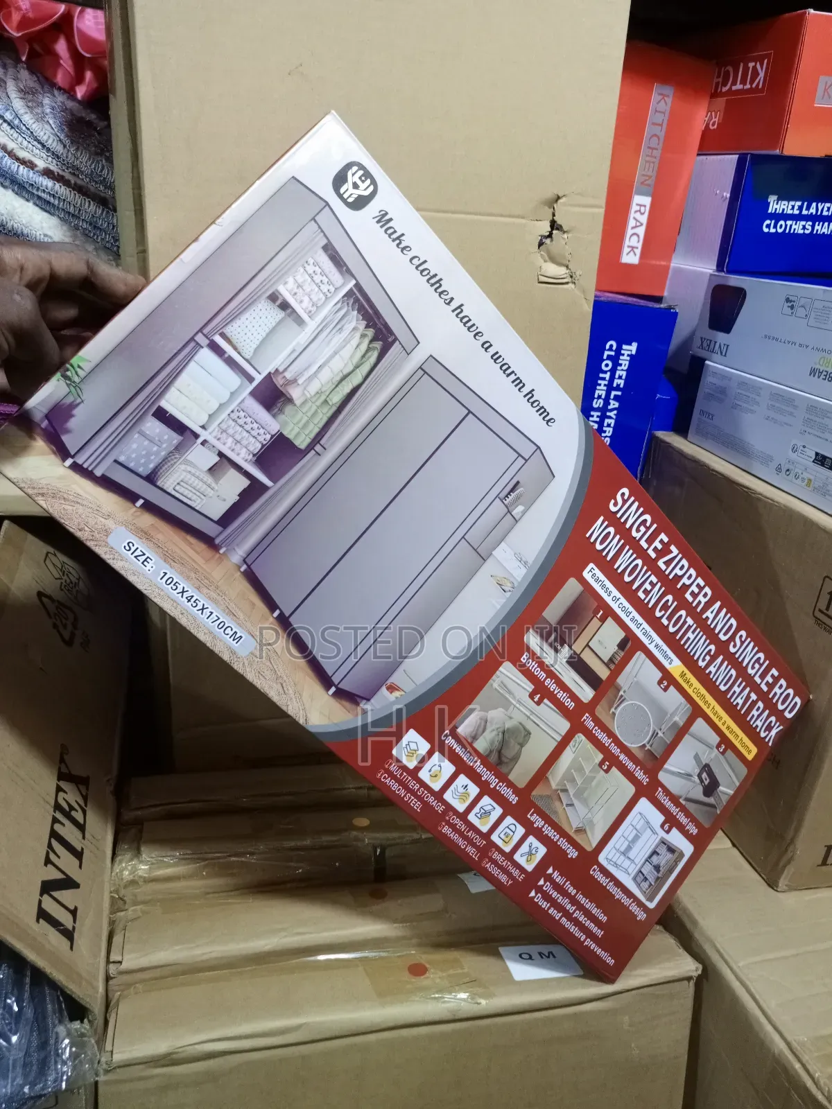Portable, Non-Woven Fabric Wardrobe With a Steel Frame,