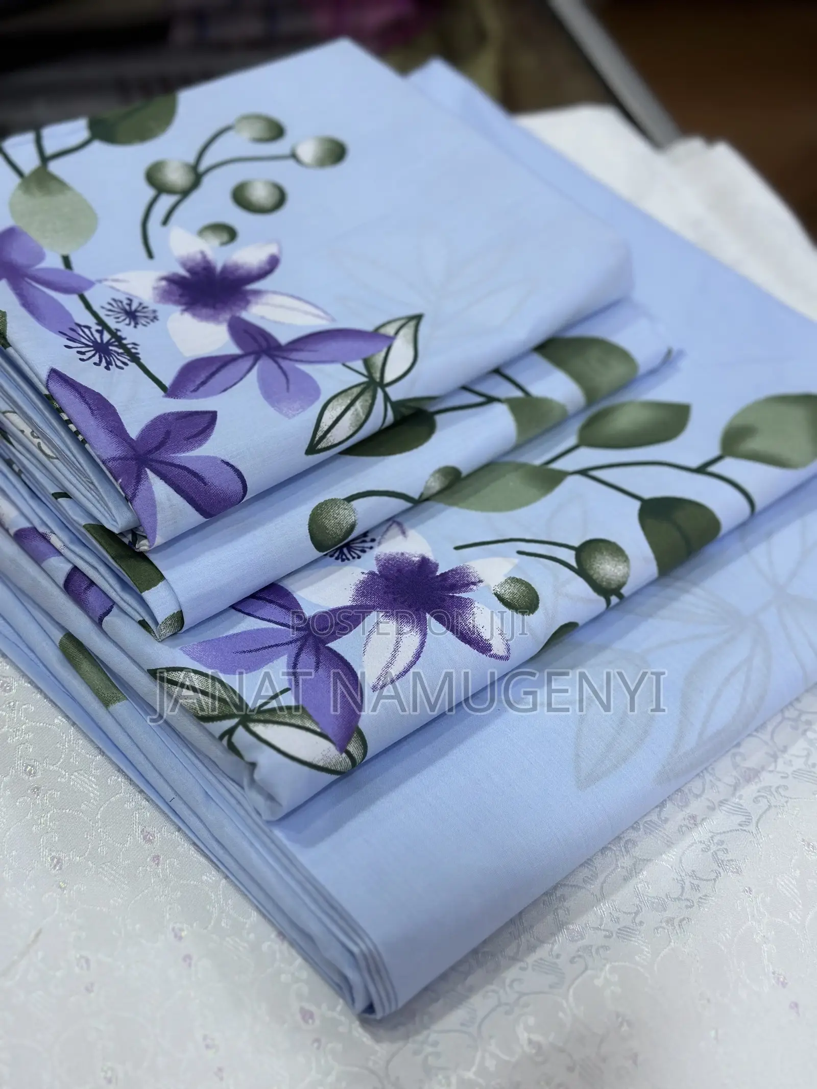 Heavy Cotton Blue Floral Bedsheets