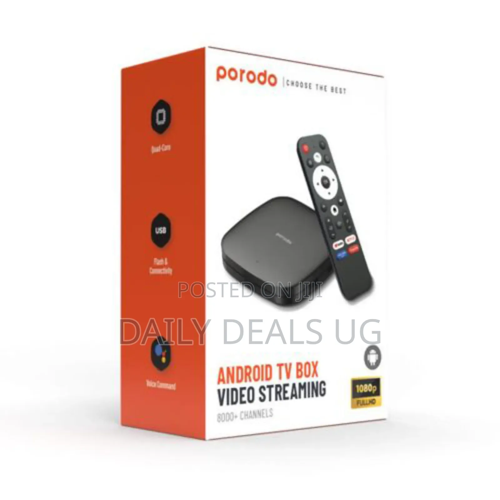 Porodo Android Tv Box 1080p 2gb Ram 8gb Rom Support -