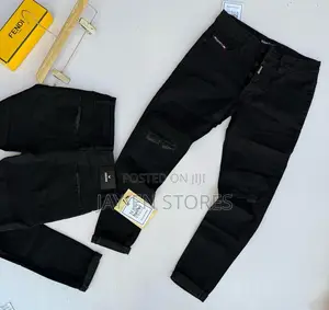 Gucci Plain Black Damage Denim Jeans