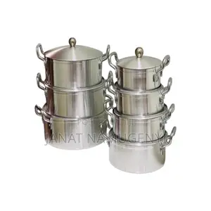 7 Piece Silver Cooking and Serving Pans With Covers