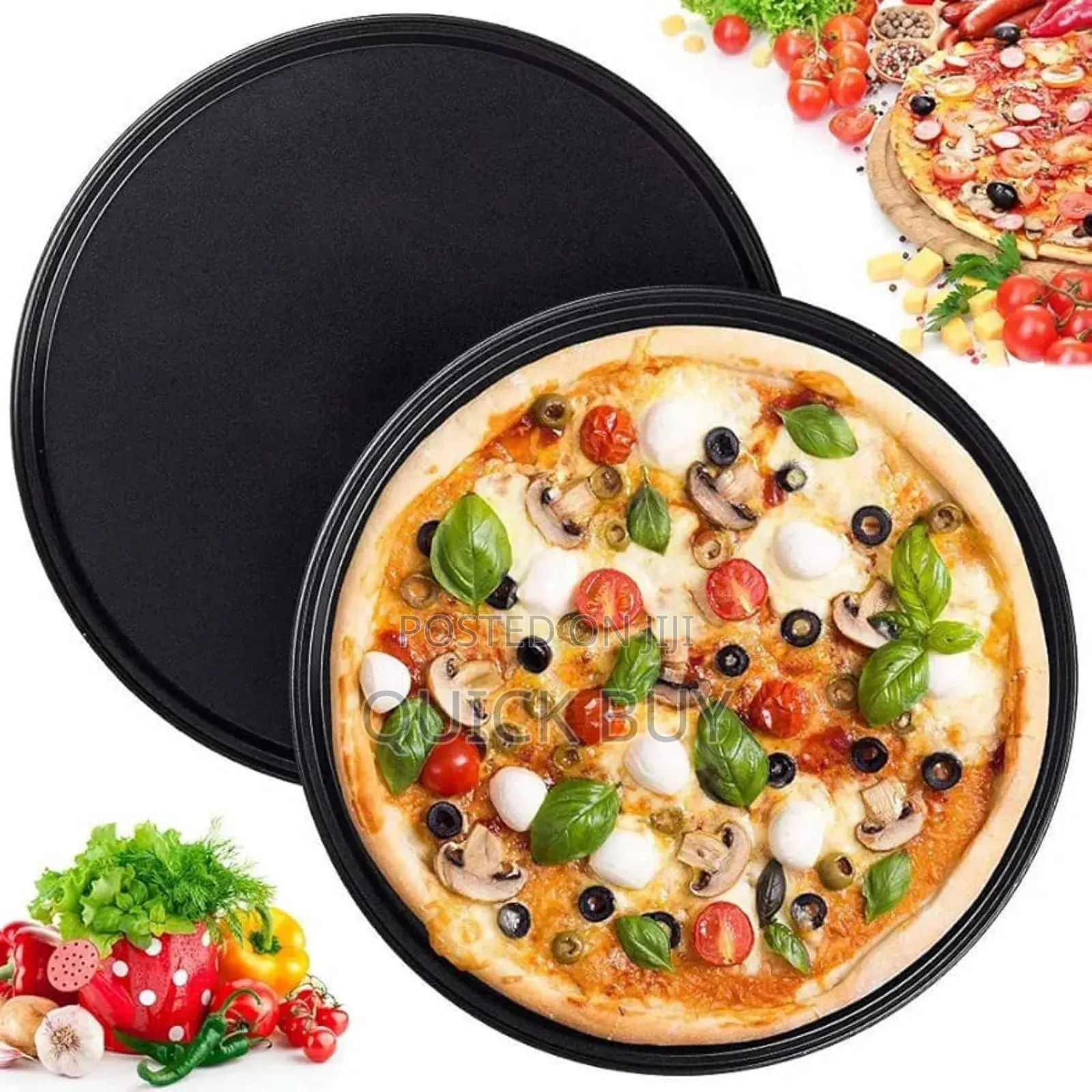 Non-Stick Pizza Steel Baking Round Oven Tray Pan