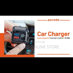 Porodo 3-in-1 Fm Car Charger With 36w Power Delivery - Black