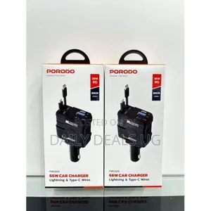 Porodo 66w Car Charger Lightning Type-C - Black